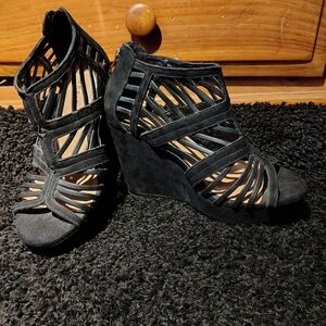 Torrid Black Cutout Wedge Sandals